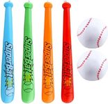 Feradny 6 Pack Inflatable Baseball Bats Baseball Beach Ball Set Baseball Bat Inflates Include 4 Pcs 32 Inch Baseball Bat Inflates and 2 Pcs Beach Ball Baseball for Sports Theme Baseball Party Favors