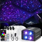 4 Colors 32W Twinkle Starlight Headliner Kit for Car Home with APP&RF,RGBW 1000pcs*0.03in*13.1ft Cables Fiber Optic Star Sky Roof Lights,4 Port Engine Sound Activated Car Ceiling Star Lights