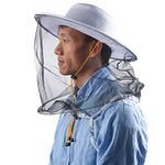 ZffXH Beekeeper Hat, Beekeeping Mesh Wide Brimmed Hat Beekeeper Protective Gear Cap Men Mosquito Head Net Netting Hats Bee Keeper Veil Hood Fishing Hat For Outdoor Hiking Gardening Farm