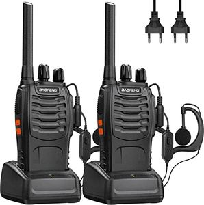 Baofeng Walkie Talkie,Walkis Profecionales,PMR446 Radiocomunicación 16 Canales 2 Piezas Walky Talky Set Recargable Larga Distancia Receptores con Auriculares y Luz LED para Actividades al Aire Libre