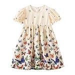 Audition Dress Da Tong Fashion Printed Dress Girls' Korean Edition Super Immortal Flower Sweet Short Sleeve Puffy Dress Children's Clothing Lace Dress Girls Size 14 (Yellow, 6-7 Years)