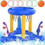 Cicosovea Pool Toys Pool Floats for Kids Adult, Inflatable Pool Basketball Hoop & Ring Toss Game, Swimming Pool Games for Adults and Family, Outdoor Party Pool Floats Water Toy for Kids Age 4-8-12