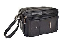 Gents Real Leather Wrist Bag Clutch Travel Black Cab Money Mobile Man Bag - Mason