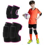 EULANT Adjustable Soft Elbow Pads and Knee Pads for Kids, Child Protective Pad Sets for Bicycle Roller Skating Basketball Football Volleyball Dancing Kneeling,Rose M