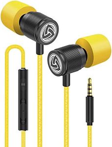 LUDOS Ultra Wired Earbuds in-Ear Headphones, 5 Years Warranty, Earphones with Microphone, Noise Isolating Ear Buds, Memory Foam for iPhone, Samsung, School Students, Kids, Women, Small Ears - Yellow