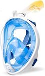 Full Face Snorkel Mask, with Camera Mount, 180° Panoramic Viewing Diving Mask with Safety Breathing System, Anti-Fog Anti-Leak Technology, for Adults and Youth (Blue)