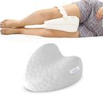 RINIPO Orthopedic Knee Pillow for Side Sleeping White - (6 Month Warranty) Adjustable Strap, Memory Foam Washable Zip Cover, Sciatica Pain Relief, Hip, Back & Knee Support, Knock Knee Pillow Support