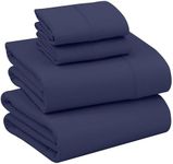 RUVANTI 100% Cotton Sheets - Crispy Cooling Percale Sheets for California King Size Bed, Breathable & Durable Cal King Sheet Set, 16 Inches Deep Pocket Bed Sheets, Crown Blue, 4 Pieces