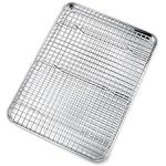 16 Inch Baking Sheet and Rack Set, P&P CHEF Stainless Steel Baking Cookie Sheet Pan with Grid Rack for Cooking/Roasting/Cooling, Oven & Dishwasher Safe, Heavy-Duty & Durable