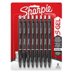 Sharpie S-Gel, Gel Pens, Medium Point (0.7mm), Black Gel Ink Pens, 8 Count