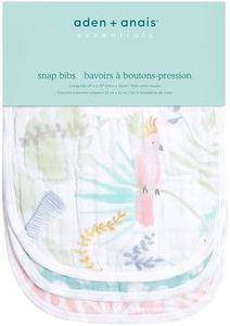 aden + anais™ essentials Pack de 3 bavoirs à boutons-pression pour bébé prélavés en mousseline 100% coton, Bavoir absorbant et ajustable, Garçon et Fille, 23cm x 34cm, Imprimé tropicalia