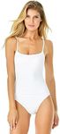 Anne Cole - Live in Color Shirred Lingerie Maillot One Piece Swimsuit-8-Strawberry, White, 10