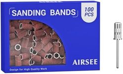 AIRSEE Sanding Bands for Electric Nail Drill 100 Piece Set 180 Grit Medium Acrylic File Attachments Professional Sander 1 Mandrel Bit Beauty Salon Accessories Manicure and Pedicure Finger Callus Brown