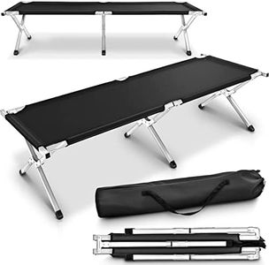 TRESKO XXL Lit de Camp Pliant pour Le Camping | 210 x 90 x 42 cm | Tubes métalliques | Charge Maximal 150 kg (Gris)