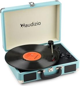 Audizio RP116 Turntable Briefcase Record Player | USB & Bluetooth Retro Record Players for Vinyl with Speakers | 3 Speeds | Convert Retro Vinyl to mp3 via USB | RCA Output/AUX 3.5mm (Blue)