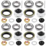 Jeemiter l44649 L68149 Trailer Bearing Kit, 3500LB Boat Trailer Axle Bearings Kits,Spindle Nuts, 1.98" Dust Covers and Rubber Plugs, Cotter Pins,Washers for #84 Spindle - 4 Sets