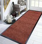 TrendMakers Doormat Highly Absorbent Cotton Mats PVC Backing Non Slip Barrier Mat Dirt Trapper Mats Entrance Rug - 100cm x 150cm (RUST Cotton Fibers)