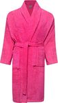 Adore Home 100% Cotton Terry Towelling Shawl Collar Bathrobe - Pink, XLarge