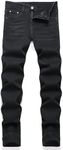 OIIIO Men's Patch Ripped Stretch Regular Fit Jean, 6642 Black, 36