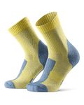 DANISH ENDURANCE Walking Socks Merino Wool Lightweight, Anti Blister Hiking Socks, Breathable Trekking Socks, for Men & Women, Unisex, Yellow/Flint Grey 9-12