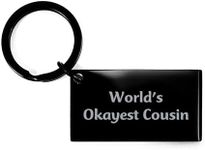 CUCOLUS Cousin Gift Idea World's Okayest Cousin Keychain for Valentine's Day