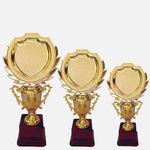 Breeze Pure Golden Trophy Set of Three for Any Event Such as School Function Trophy, Office Events College Event, Cricket Tournaments and Sports Events