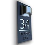 House Numbers Plaques With Solar Light House Numbers Door Plaques Door Signs House Signs Door Number Plaques For Wall Name Plaques For Outside Grey and Mirrored Silver