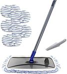 Masthome Large Surface Microfiber Flat Mop with 5 Reusable Mop Heads Cleaning Comb and Telescopic Handle Household Mop for Hardwood Laminate Tile Ceramic Floor Cleaning