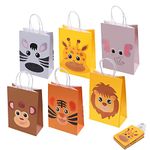 18Pcs Jungle Party Bags, Animal Gift Bags for Kids, Candy Paper Bags with Handle for Halloween Christmas Baby Birthday Party Supplies - 21x15x8cm