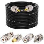 YOTENKO Ham Radio Coax Cable, RG58 50 Ohm, 23M (75FT), PL259 Male to SO239 Female, with 4-Pack Adapters (SMA/UHF/BNC/SO239), for CB, Amateur, Ham Radio Antenna