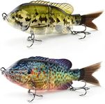 ODS Lure Sinking Blugill Glide Bait with Fiber Tail for Freshwater Saltwater Bass Lifelike Fishing Tackle (F2J20 Set 1)