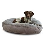 Happy Hounds Scout Deluxe Round Pillow Style Sherpa Dog Bed, Large, Gray