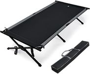 EVER ADVANCED Oversized Camping Cot for Adults with Zipper XL Large Sleeping Cots 41" Wide Heavy Duty Bed Supports Up to 550 LBS, Black