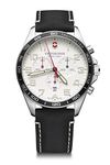 Victorinox Men’s Watch Fieldforce Chrono Ø 42 mm, Swiss Made, Analogue Quartz, Water-Resistant up to 100 m, Sapphire Glass, Leather Strap, Black/White