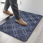 Luxe Home Phuket PVC Loop Utility Anti-Fatigue Kitchen Mat - 45x75 cm Non-Slip Cushioned Comfort Mat - Navy Blue Plaid Pattern Standing Desk Mat - Waterproof and Easy to Clean for Home and Office