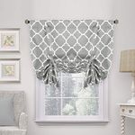 H.VERSAILTEX Beautiful Quatrefoil Dove Pattern Thermal Insulated Blackout Tie Up Panel, Rod Pocket Home Fashion Balloon Shade for Small Window, W42 x L63 inch-Dove(Set of 1)