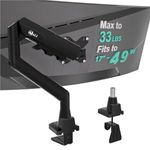 WALI Heavy Duty Single Monitor Arm for 17-49 Inch Flat Curved Ultrawide Screens, up to 15 kg, Adjustable Single Monitor Desk Mount for Home Office Gaming, VESA 75/100mm (GSM001XLN), Black