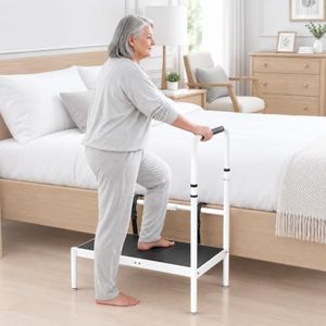 Bed Step Stool with Handle for Elderly, Getting In and Out of Bed Safely