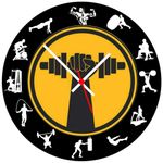 Babawill Gym Round MDF Wooden Wall Clock Without Glass (28 cm x 28 cm x 1.5 cm) Modern Look Clock