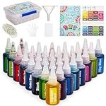 THE TWIDDLERS - Deluxe DIY Tie Dye Creative Art Set for Beginners, Kids or Adults - 32 Colour Bags, 52 Easy Squeeze Dye Bottles, 50ml - Complete Tie Die Kit with Accessories in Clear Storage Case Gift