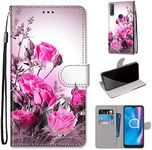 Ranyi for Jitterbug Smart3 / Lively Smart Case, Floral Flower Pattern Leather Wallet Case with Credit Card Holder Slots Kickstand Strap Flip Folio Magnetic Wallet Case for Jitterbug Smart3 -Pink Rose