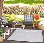Surya Indoor Outdoor Rug - Durable Area Rugs Living Room, Kitchen, Garden, Patio - Geometric Patterned Rugs, UV Weather and Stain Resistant - Arsuz Large 160x213cm, Ivory and Light Grey Rug