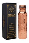 Perilla Home Copper Water Bottle Hammered 34 Oz Leak Proof 100% Pure Ayurvedic Copper Vessel with Lid - Drink More Water and Enjoy Health Benefits Immediately/Yoga Bottle