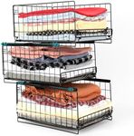 BELLE VOUS 3-Tier Sliding Closet Drawer Organiser Shelves - Stackable Storage Bins for Wardrobe, Kitchen, Bedroom & Cupboard - Folding Storage Boxes