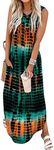 HUSKARY Women's Maxi Dresses V Neck Sleeveless Long Casual Dresses Loose Sundress with Pocket, Tiedye 01, X-Large