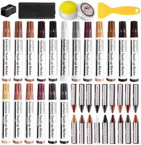 SEISSO Furniture Repair Kit, 18 Colors Touch Up Markers and Wood Filler Sticks with Wood Polish Wax - Furniture Touch Up Kit Cover Up Scratches, Stains, Holes for Wooden Table, Cabinet, Floors, Door