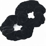 AADYA® PAIR OF EXTRA LARGE (15CM) VELVET HAIR SCRUNCHIES ELASTIC SCRUNCHY HAIR BOBBLES (BLACK)