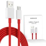 Basesailor Warp/Dash Type-C Charging Cable – High-Speed Charger for OnePlus 11, 10, 9, 8T, 8, 8 Pro, 7 Pro, 7T, 7T Pro, Nord, 3, 3T, 5, 5T, 6, 6T, 7 (1M, Red)