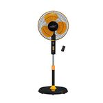 V-Guard Esfera 3 Blade Pedestal Fan With Remote Control | Adjustable Height | High-Speed 100% Copper Motor | Powder Coated Metal Grill | Orange Black | 40 cm (400mm)