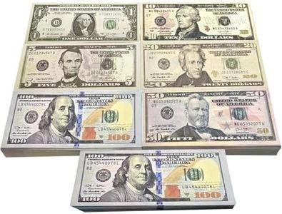 180PCS Prop Money,Dollar Copier de l’Argent,Movie Money Dollar,Jouets de Films en Espèces pour Les Farces,Film,Jeux de Casino (30 x 1$, 10$, 20$, 50$, 100$)